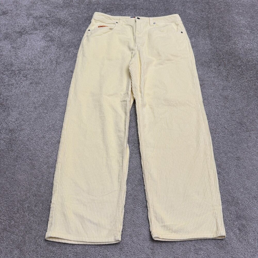 Empyre Relax Corduroy Wide Leg Pants Men 34 Yellow Skateboarding Workwear Baggy